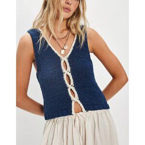 FREE PEOPLE Sicily Shell Sweater / Dark Denim Combo